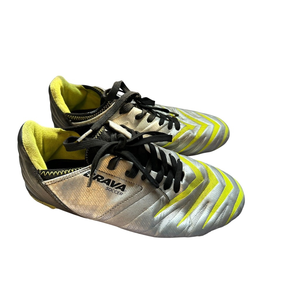 Brava Soccer Cleats Mens Size‎ 5D Silver Yellow Football Shoes